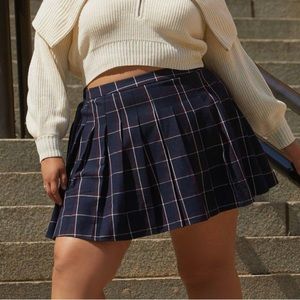 Eloquii Pleated Plaid Mini Skirt